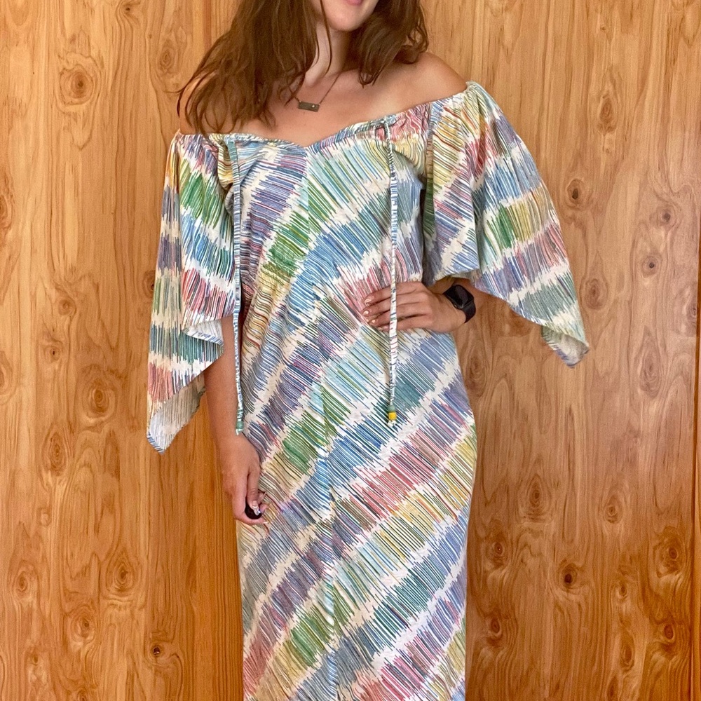 vintage 70s angel sleeve cotton dress